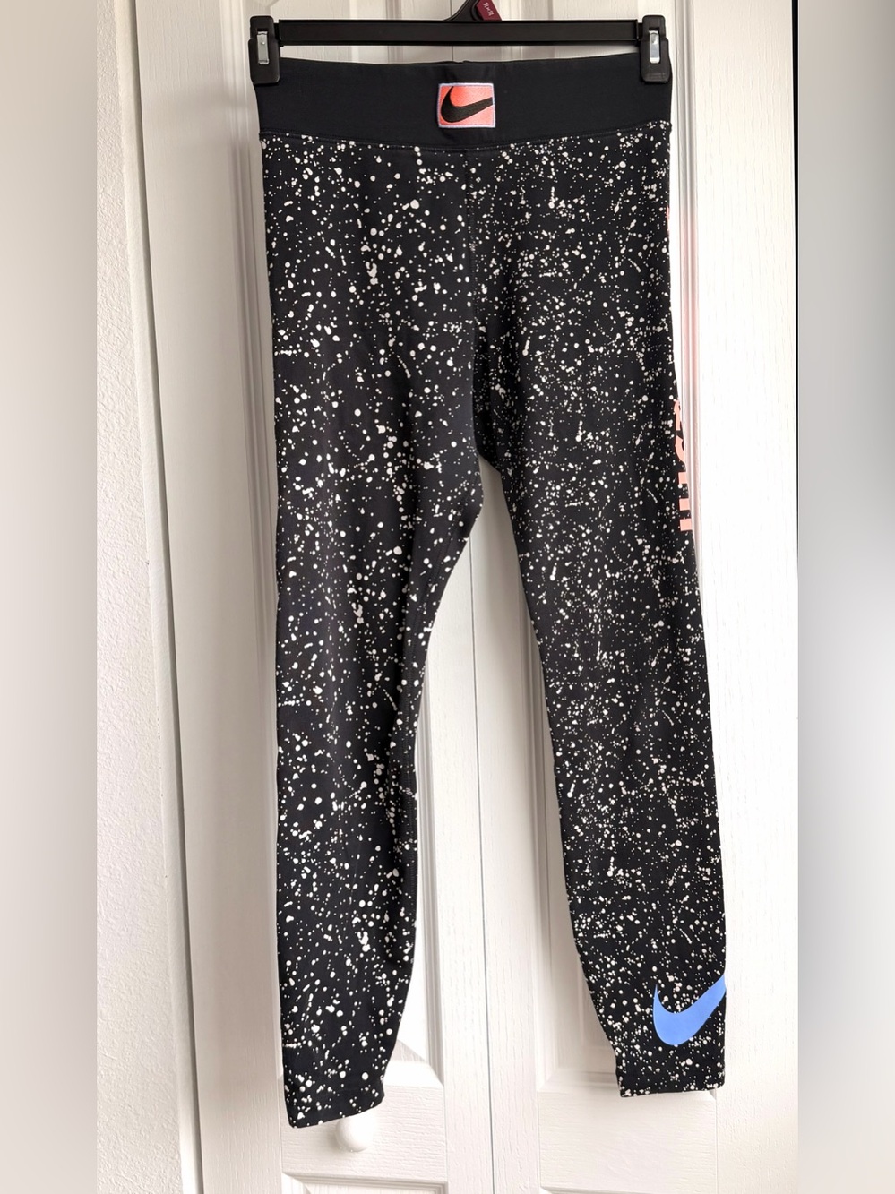 Nike Black Cotton-Blend Speckle Leggings